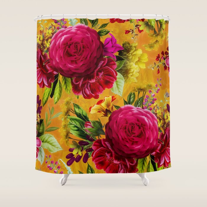 Vintage & Shabby Chic - Sunny Magenta Spring Roses Botanical Flower Garden Shower Curtain Gallery Image 1