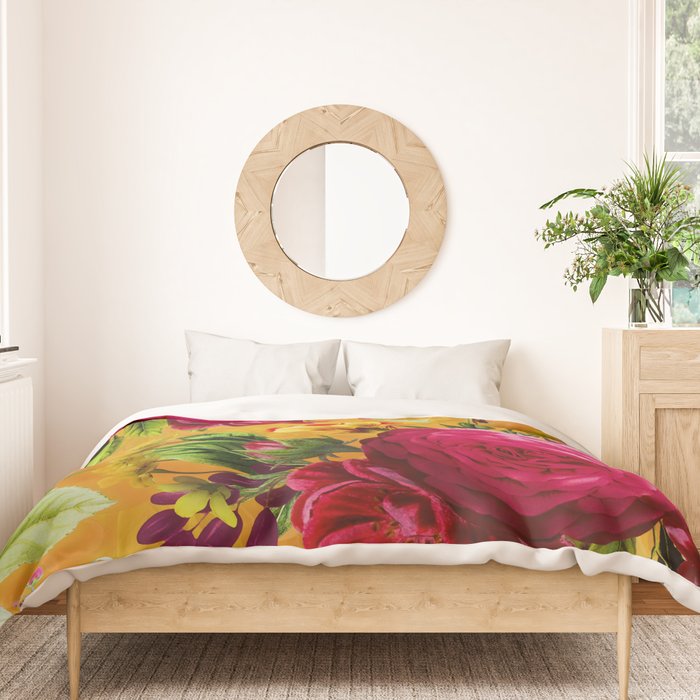 Vintage & Shabby Chic - Sunny Magenta Spring Roses Botanical Flower Garden Duvet Cover Gallery Image 3
