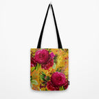 Vintage & Shabby Chic - Sunny Magenta Spring Roses Botanical Flower Garden Tote Bag Gallery Image 2
