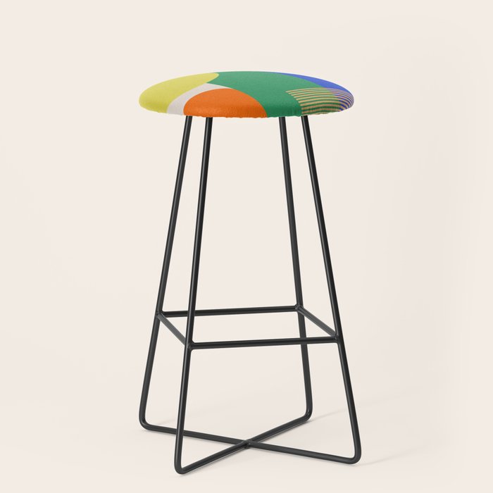 Colorful Abstract Geometric Modern Art Stool Gallery Image 1