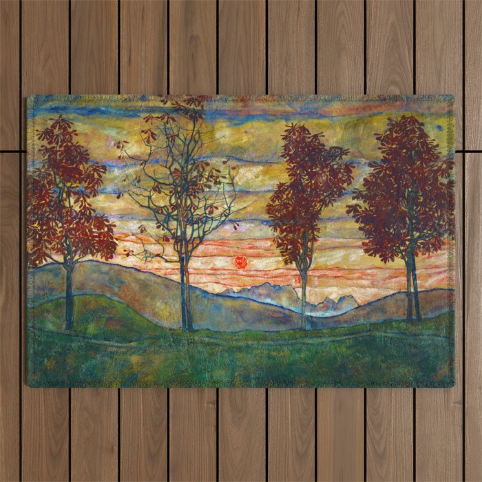 Four Trees - Egon Schiele Outdoor Rug Gallery Image 1