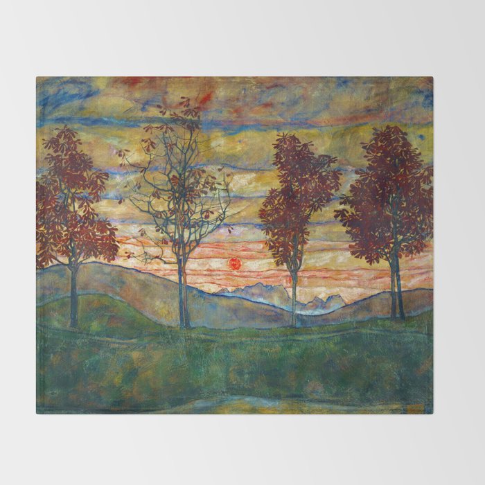 Four Trees - Egon Schiele Throw Blanket Gallery Image 2