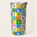 Fun colorful back to school mosaic pattern Travel Mug Gallery Image 2