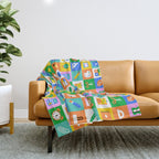 Fun colorful back to school mosaic pattern Throw Blanket Gallery Image 1
