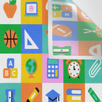 Fun colorful back to school mosaic pattern Wall Tapestry Gallery Image 3