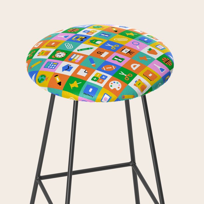 Fun colorful back to school mosaic pattern Stool Gallery Image 2
