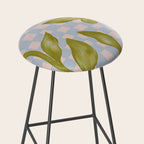 Vibrant Green Leaves on a Blue Checkered Background Stool Gallery Image 2