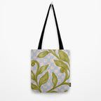 Vibrant Green Leaves on a Blue Checkered Background Tote Bag Gallery Image 2
