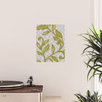 Vibrant Green Leaves on a Blue Checkered Background Poster Gallery Image 2