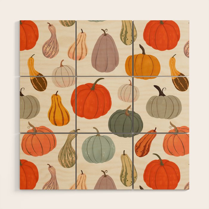 Autumn Pumpkins and Squash Wood Wall Art Gallery Image 1