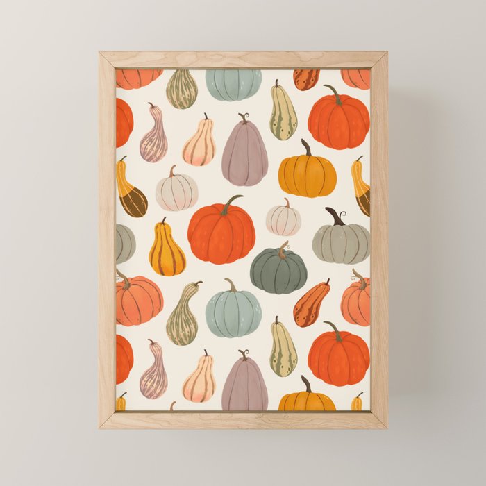 Autumn Pumpkins and Squash Mini Art Print Gallery Image 1