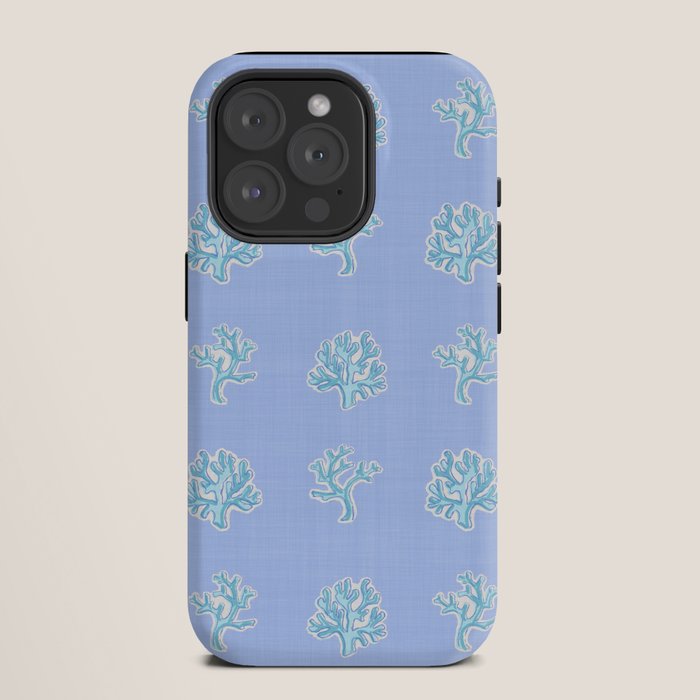 Coastal Coral Block Print in Blue and Aqua iPhone Case Gallery Image 11