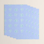 Coastal Coral Block Print in Blue and Aqua Wrapping Paper Gallery Image 3