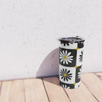 Checkered Daisies - Black & White Travel Mug Gallery Image 4