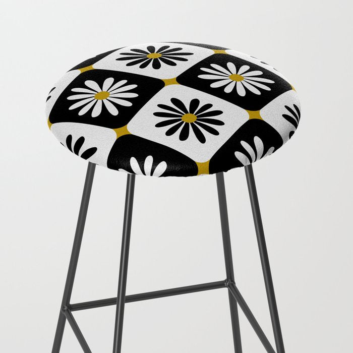 Checkered Daisies - Black & White Stool Gallery Image 2