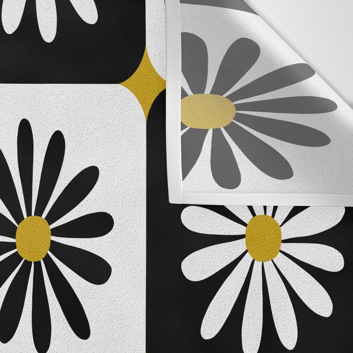 Checkered Daisies - Black & White Wall Tapestry Gallery Image 3