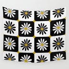 Checkered Daisies - Black & White Wall Tapestry Gallery Image 4