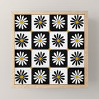 Checkered Daisies - Black & White Mini Art Print Gallery Image 1