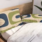 Mid Century Modern Minimalist Abstract Piquet Pattern in Mid Mod Beige Navy Blue Olive Green Pillow Sham Gallery Image 2