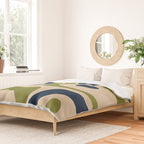 Mid Century Modern Minimalist Abstract Piquet Pattern in Mid Mod Beige Navy Blue Olive Green Duvet Cover Gallery Image 2