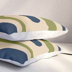 Mid Century Modern Minimalist Abstract Piquet Pattern in Mid Mod Beige Navy Blue Olive Green Pillow Sham Gallery Image 3