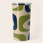 Mid Century Modern Minimalist Abstract Piquet Pattern in Mid Mod Beige Navy Blue Olive Green Travel Mug Gallery Image 1