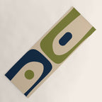 Mid Century Modern Minimalist Abstract Piquet Pattern in Mid Mod Beige Navy Blue Olive Green Yoga Mat Gallery Image 1