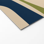 Mid Century Modern Minimalist Abstract Piquet Pattern in Mid Mod Beige Navy Blue Olive Green Welcome Mat Gallery Image 2