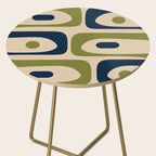 Mid Century Modern Minimalist Abstract Piquet Pattern in Mid Mod Beige Navy Blue Olive Green Side Table Gallery Image 2