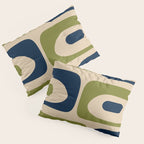 Mid Century Modern Minimalist Abstract Piquet Pattern in Mid Mod Beige Navy Blue Olive Green Pillow Sham Gallery Image 3