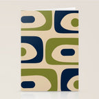 Mid Century Modern Minimalist Abstract Piquet Pattern in Mid Mod Beige Navy Blue Olive Green Stationery Card Gallery Image 2