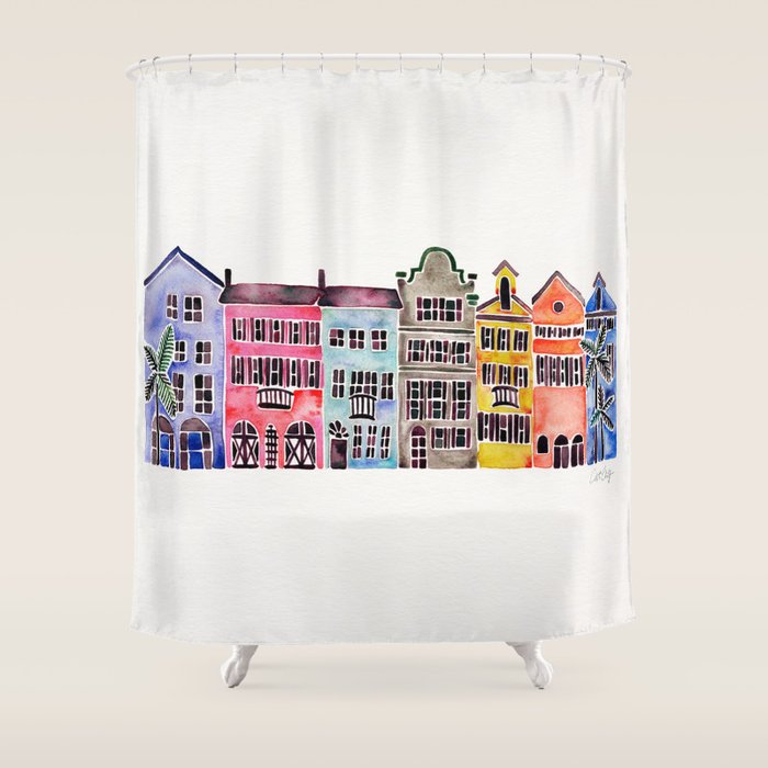 Rainbow Row - Charleston Shower Curtain Gallery Image 1