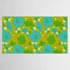 Green, Turquoise, and White Retro Flower Design Pattern Tablecloth Gallery Image 2