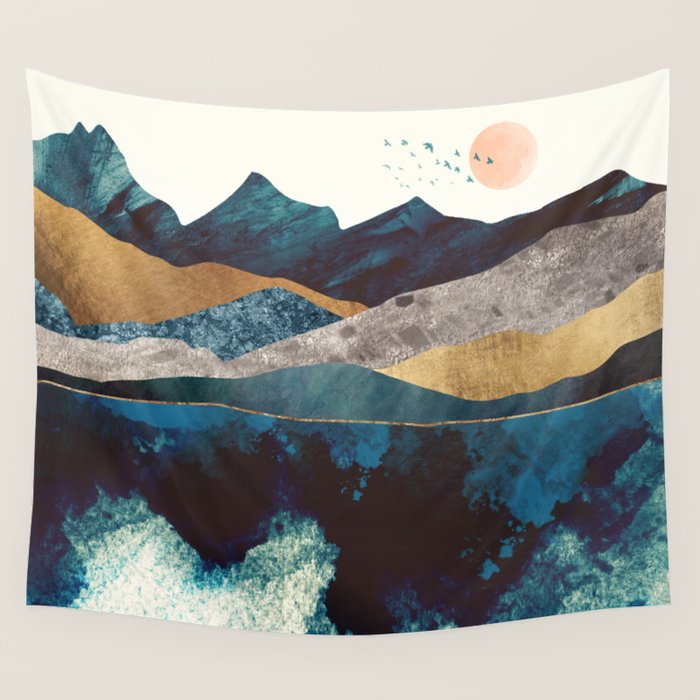 Blue Mountain Reflection Wall Tapestry Gallery Image 4