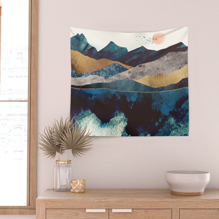 Blue Mountain Reflection Wall Tapestry Gallery Image 2