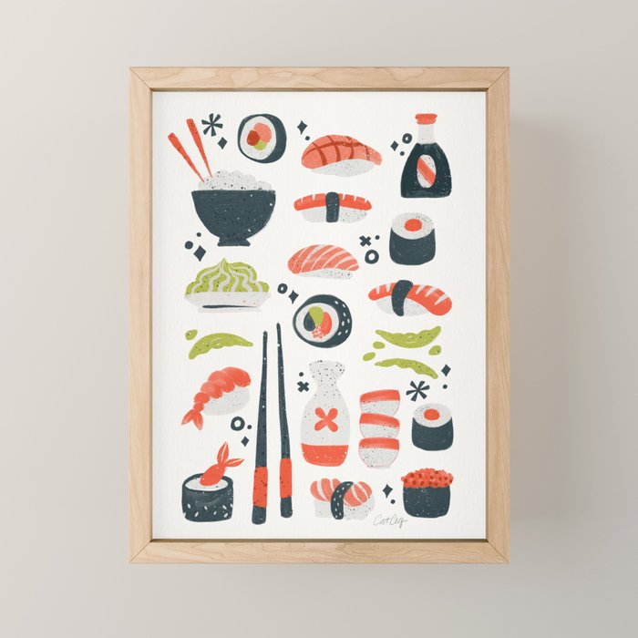 Sushi Dreams - White Mini Art Print Gallery Image 1