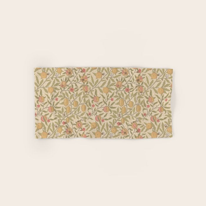 William Morris Pomegranate Fruit Limestone Artichoke Bath Towel Gallery Image 1