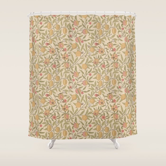 William Morris Pomegranate Fruit Limestone Artichoke Shower Curtain Gallery Image 1
