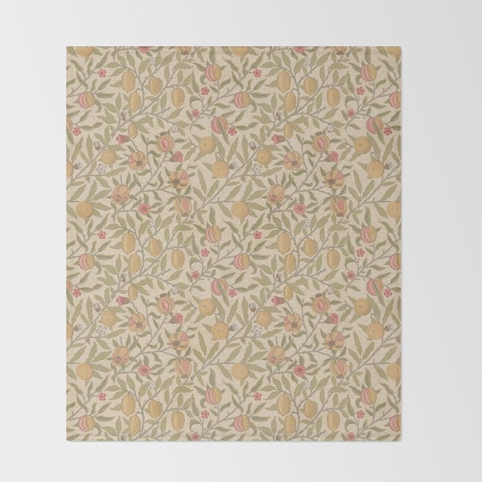 William Morris Pomegranate Fruit Limestone Artichoke Throw Blanket Gallery Image 2