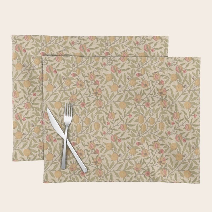 William Morris Pomegranate Fruit Limestone Artichoke Placemat Gallery Image 1