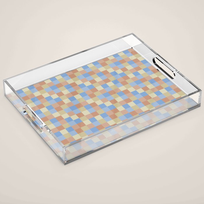 Bold Muted Checks Pattern - Small VII Acrylic Tray Gallery Image 1