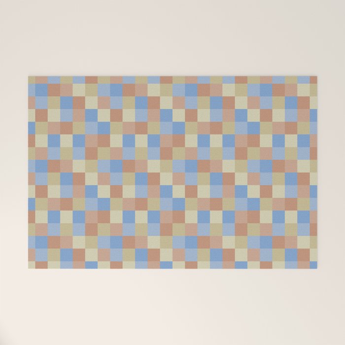 Bold Muted Checks Pattern - Small VII Welcome Mat Gallery Image 1