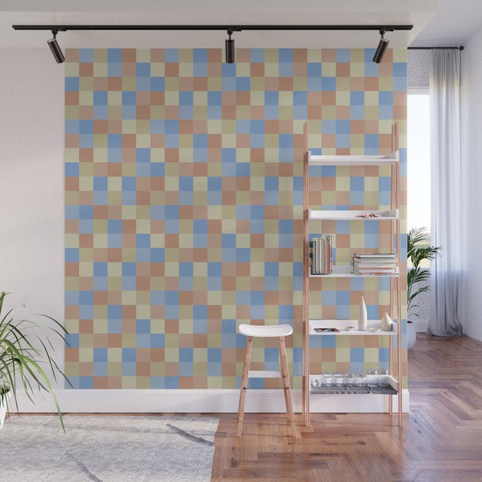 Bold Muted Checks Pattern - Small VII Wall Mural Gallery Image 1