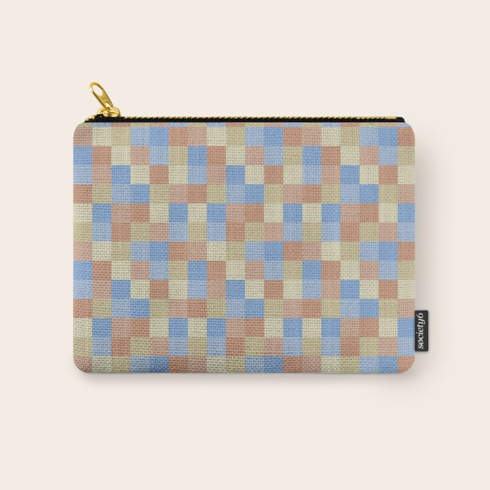 Bold Muted Checks Pattern - Small VII Carry All Pouch Gallery Image 1