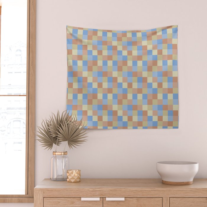 Bold Muted Checks Pattern - Small VII Wall Tapestry Gallery Image 2