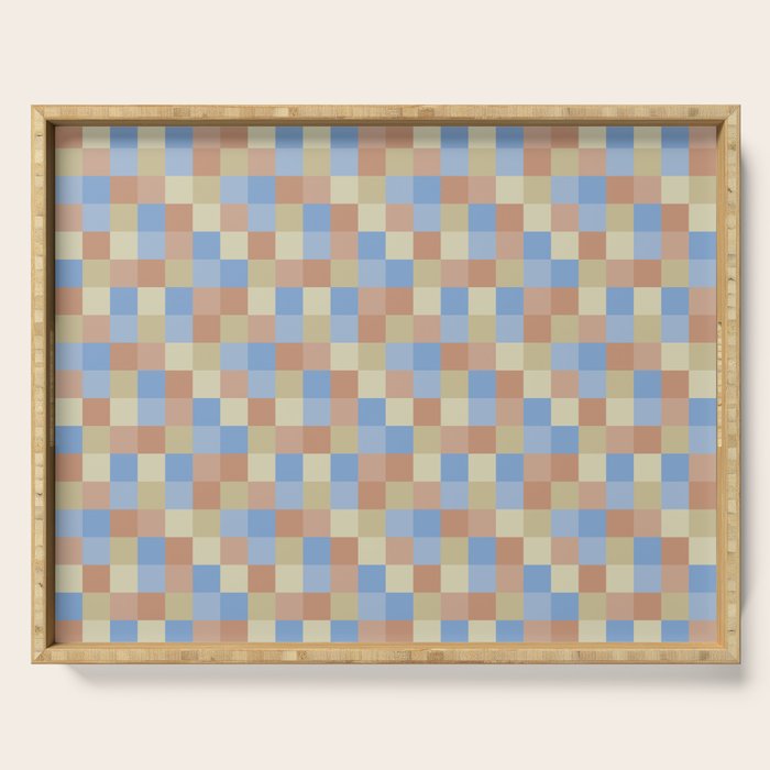 Bold Muted Checks Pattern - Small VII Serving Tray Gallery Image 1