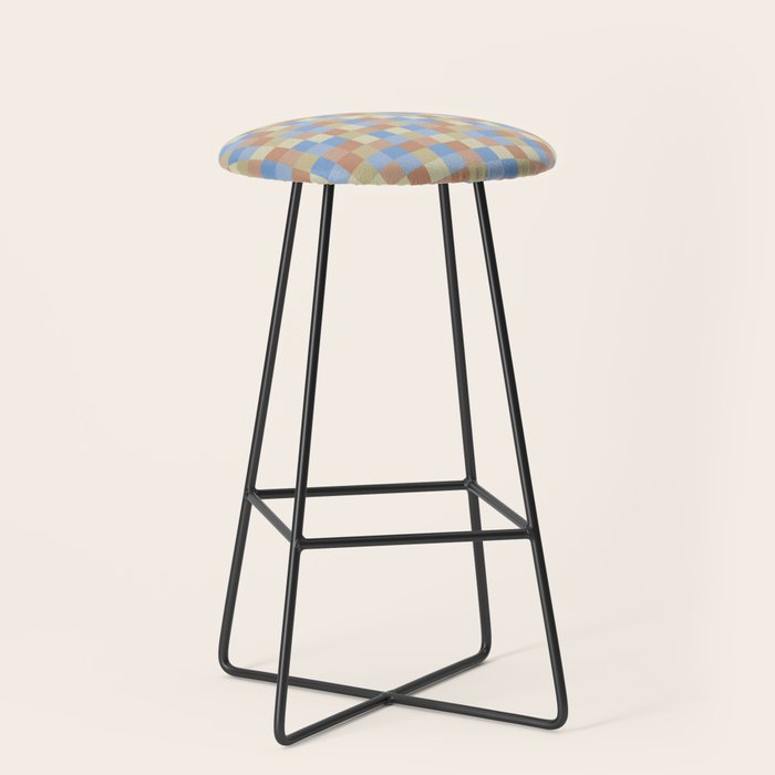 Bold Muted Checks Pattern - Small VII Stool Gallery Image 1