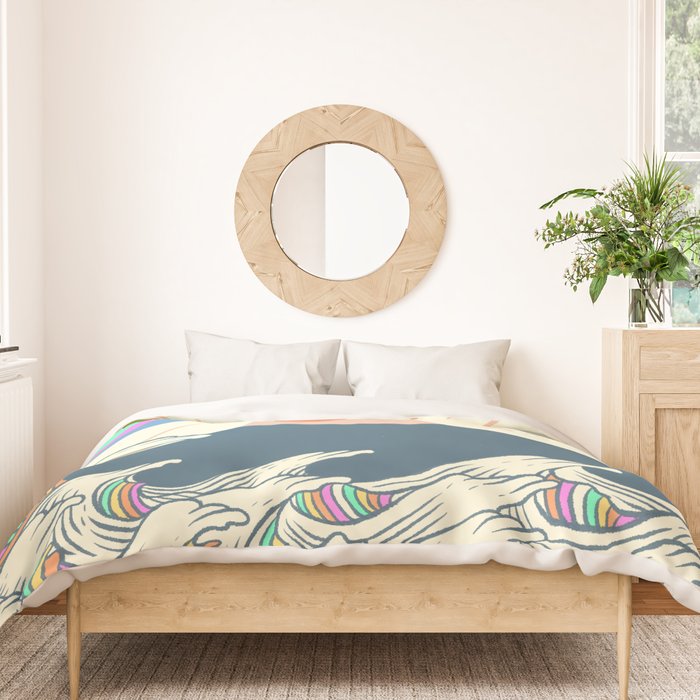 Meowtain cat 5 rainbow wave catzilla  Duvet Cover Gallery Image 3