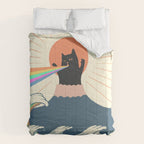 Meowtain cat 5 rainbow wave catzilla  Comforter Gallery Image 6