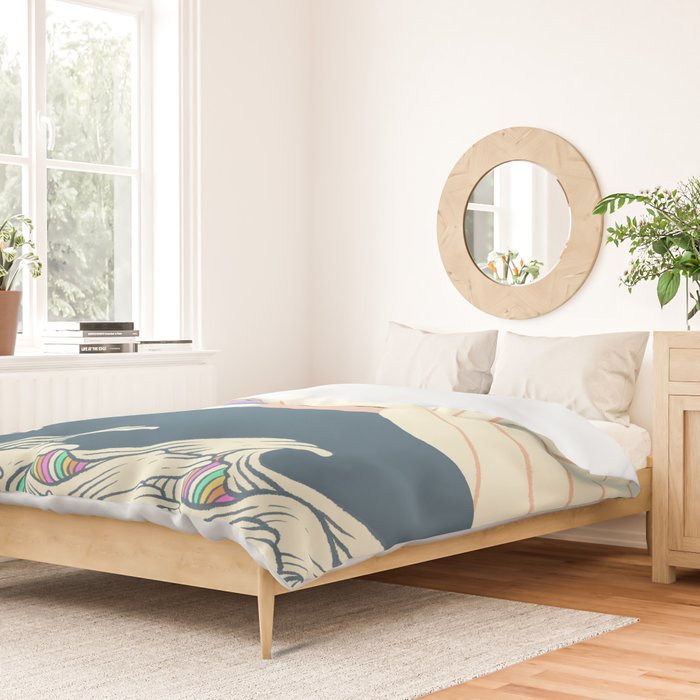 Meowtain cat 5 rainbow wave catzilla  Duvet Cover Gallery Image 2